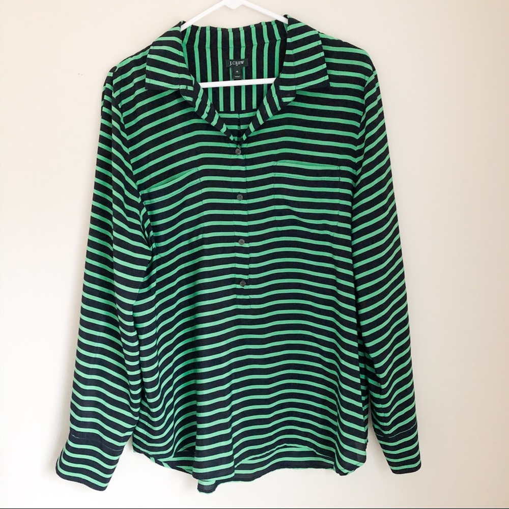 J Crew Silk Striped Top